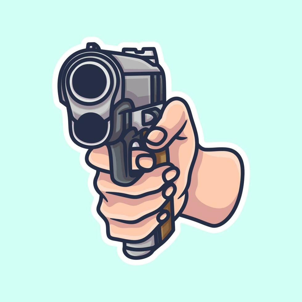 Free vector hand 4 holding gun cute design hand drawing style
