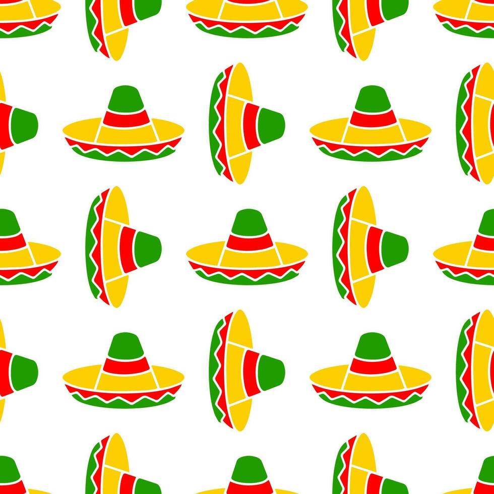 Sombrero hats doodle illustration seamless pattern. vector