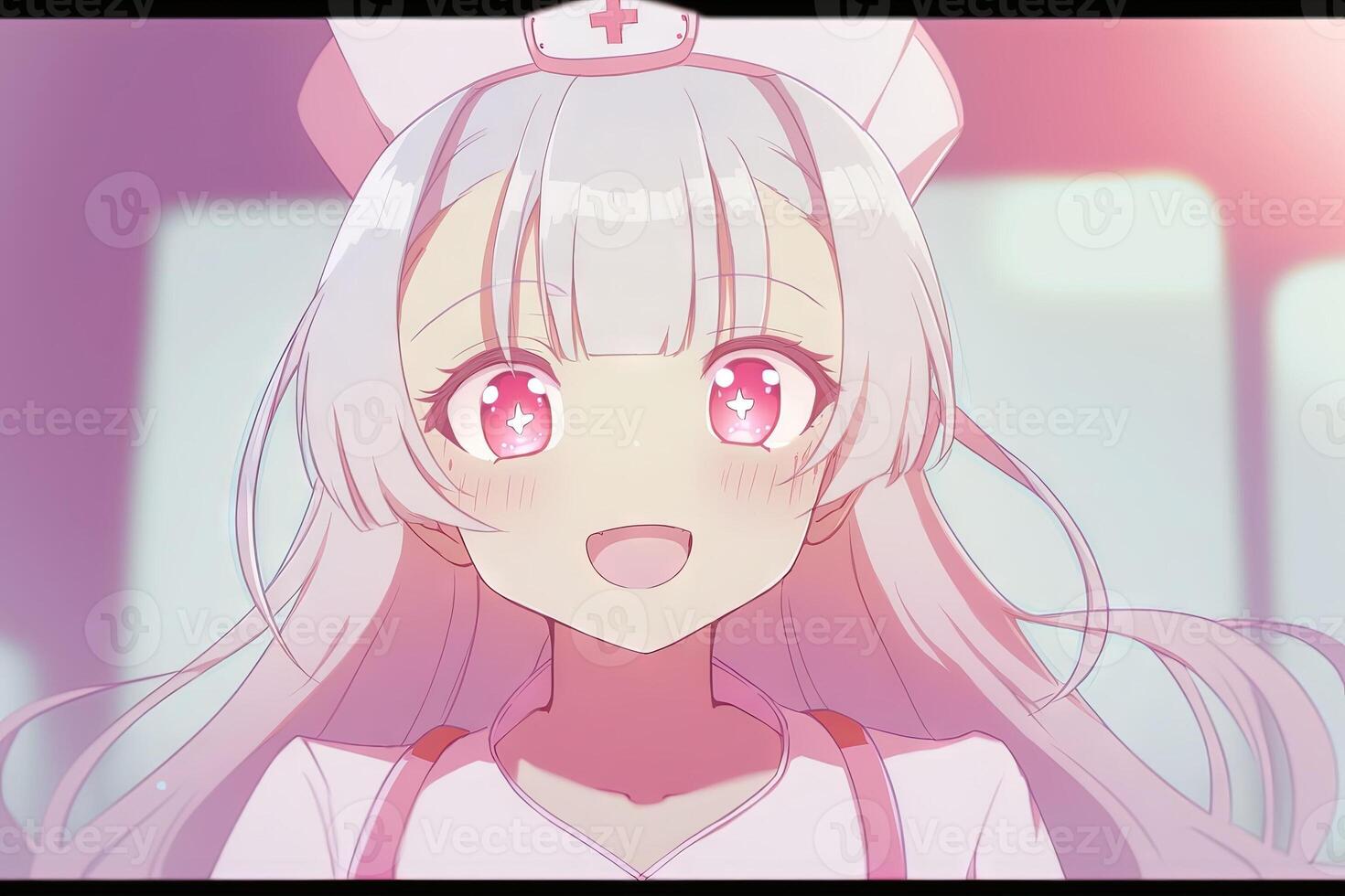 Pretty anime nurse looking at you illustration photo