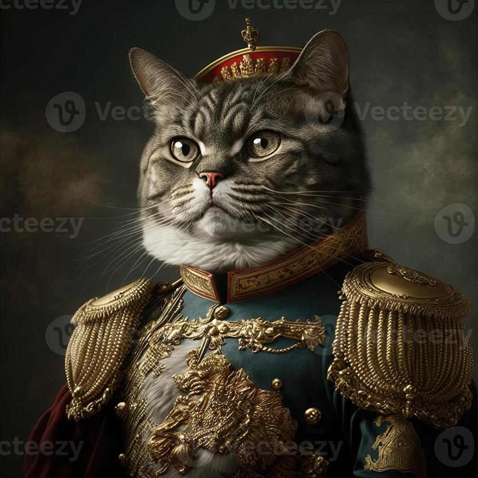 zar Zar ruso gato en uniforme ilustración generativo ai foto
