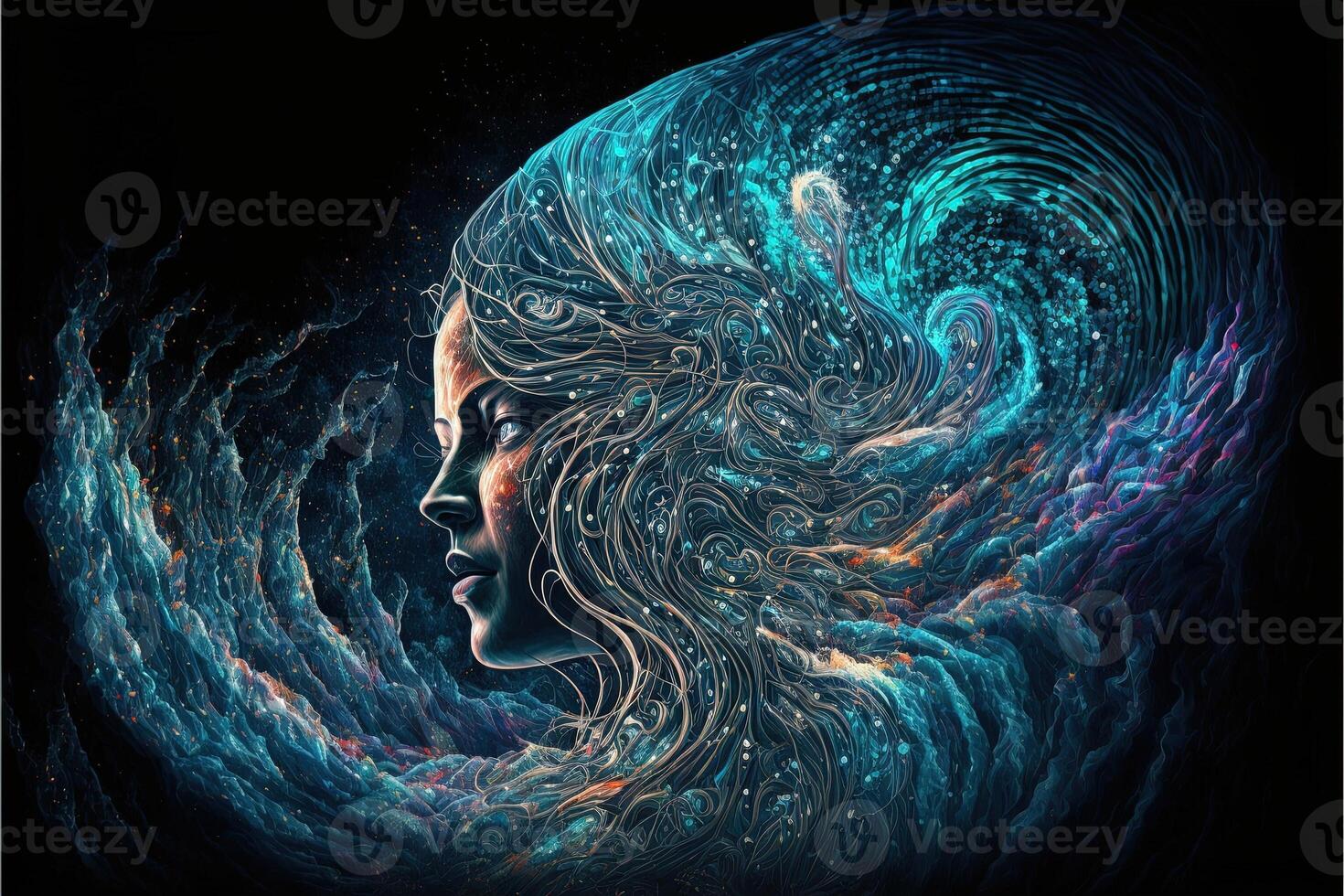 psychic waves experimentation, psychedelia, and bold mental, emotional, and spiritual Journey illustration photo