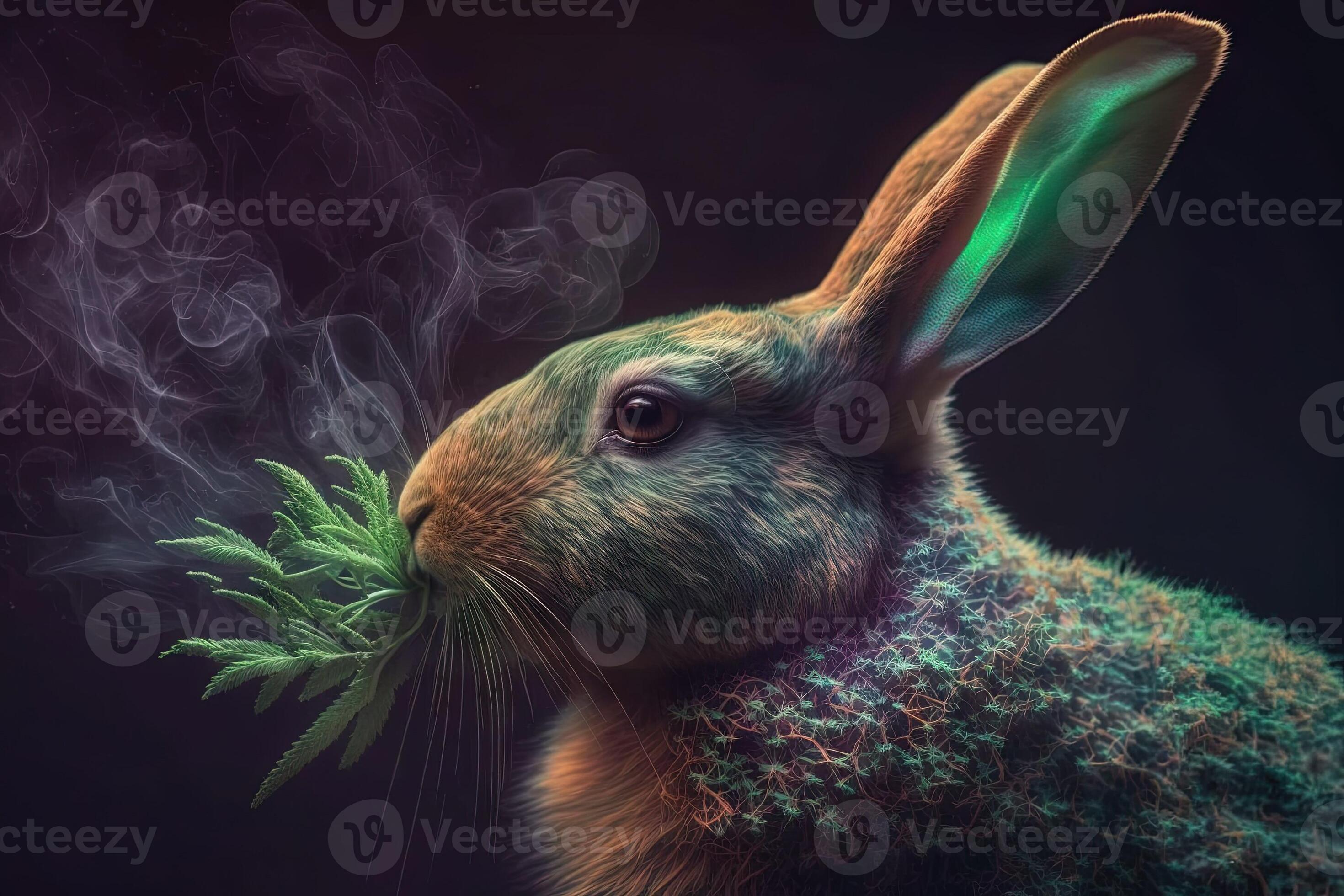 Rabbit hare Animal smoking ganja weed illustration 23913728 Stock Photo