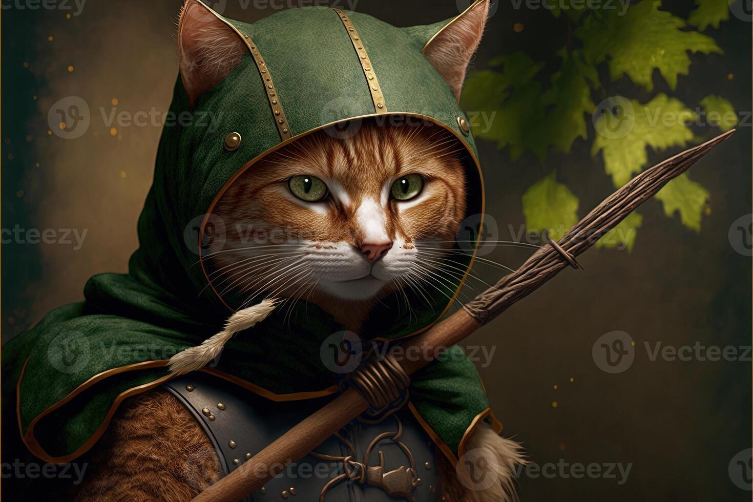 robin hood archer cat illustration photo