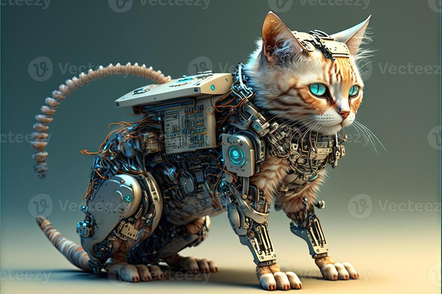 Robot cat of the future illustration generative ai 23913807 Stock Photo