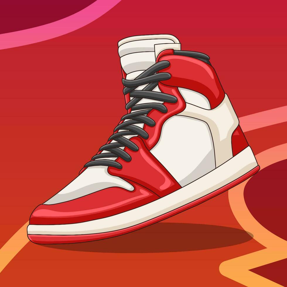 illustration of shoes and basketball court, premium vector in doodle art style