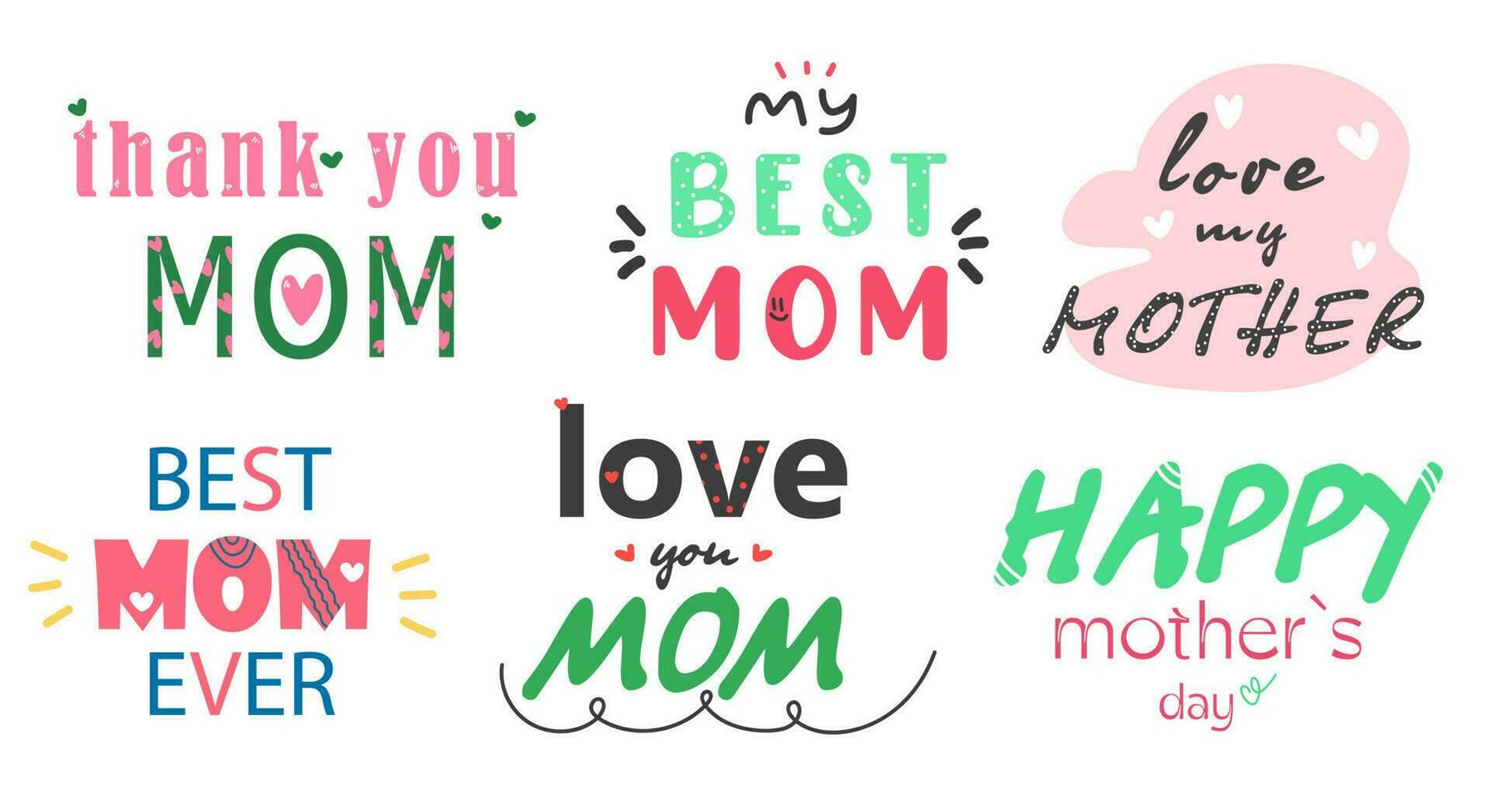 Mother's day vector set, mother's day stickers set