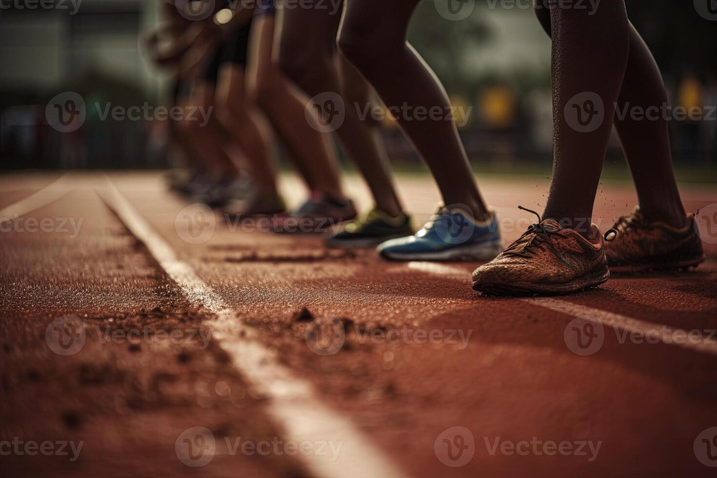 Atletas corriendo a pista y campos ilustración generativo ai foto