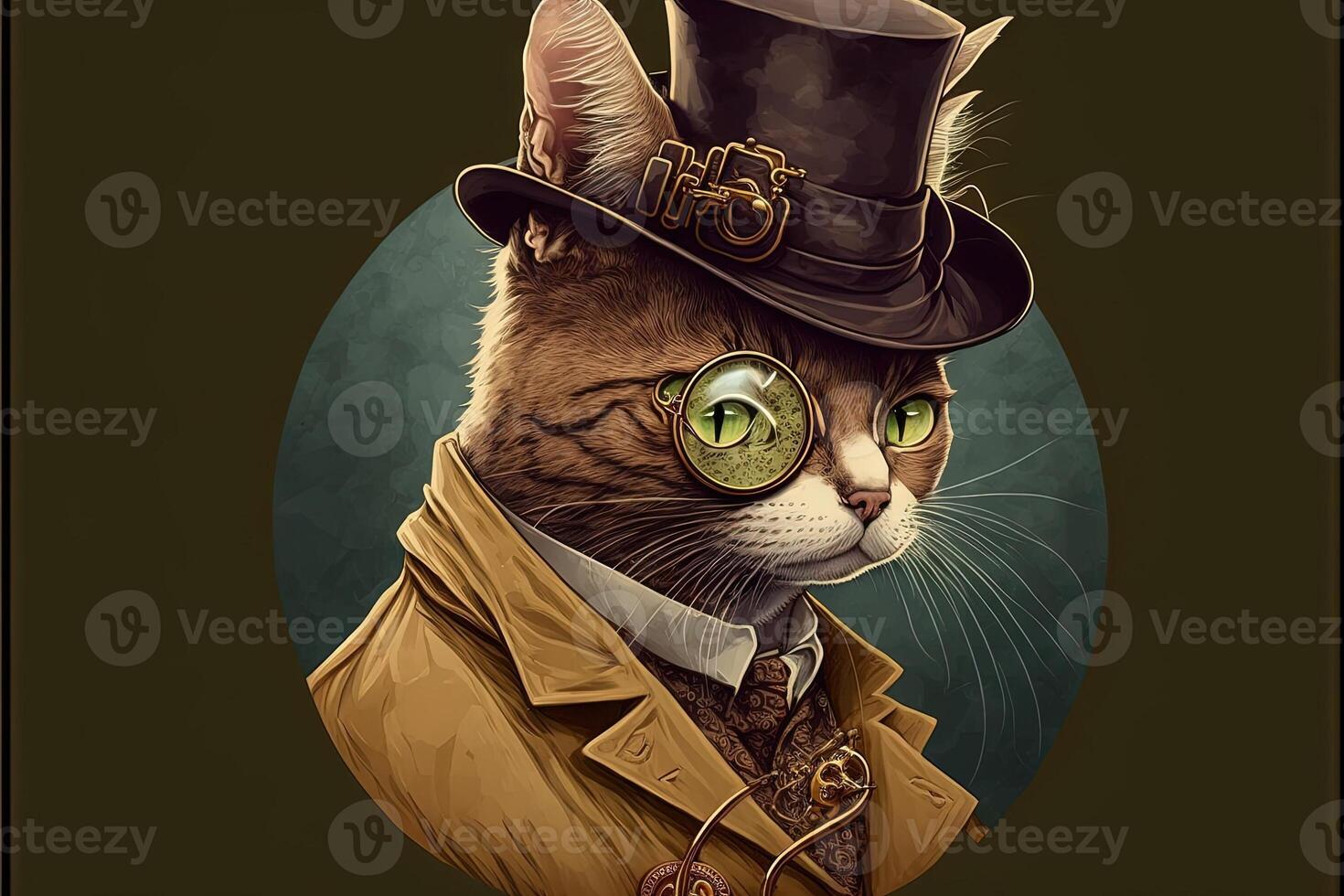 cat detective Illustration photo