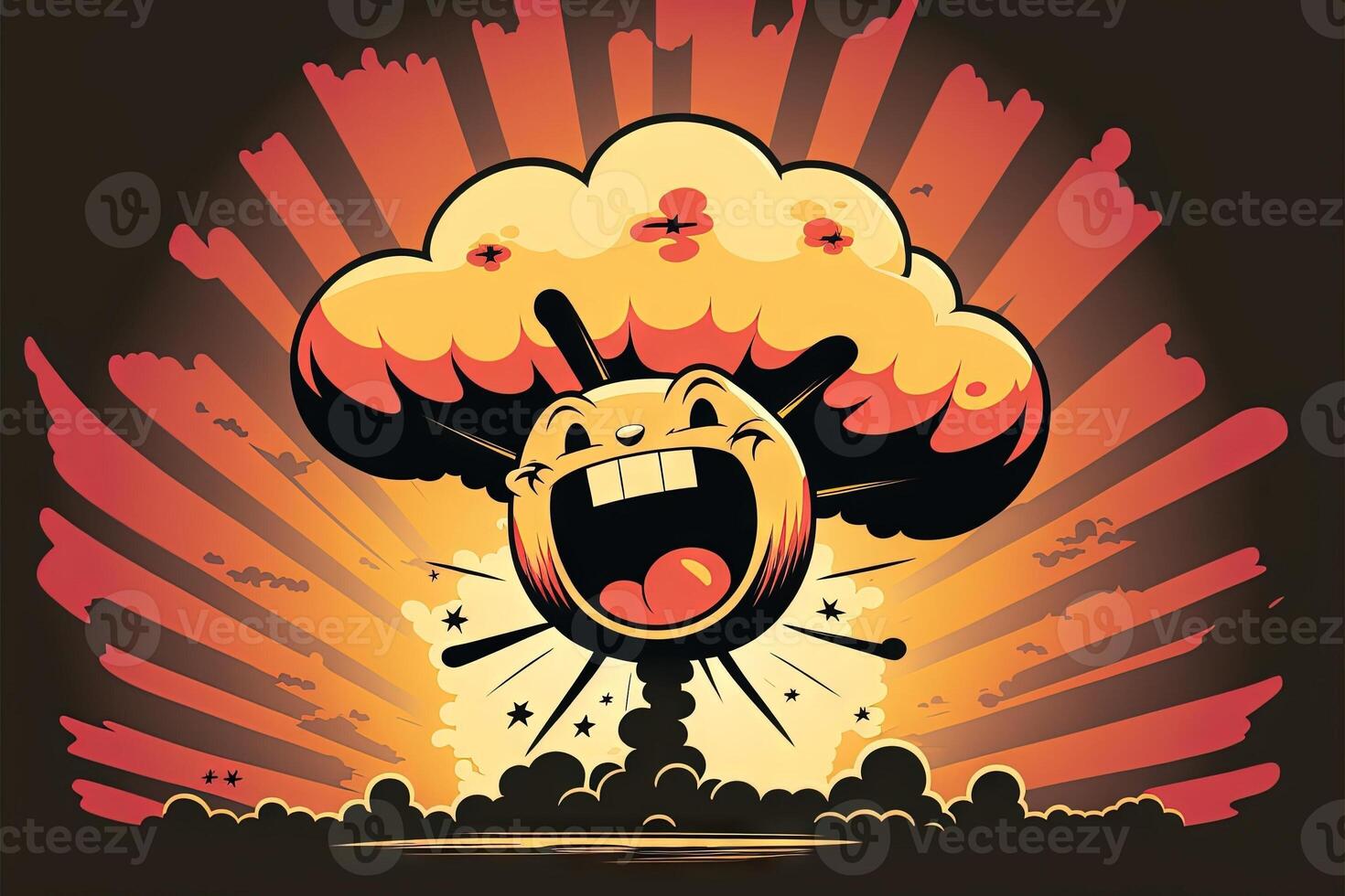 smiling atomic bomb illustration photo