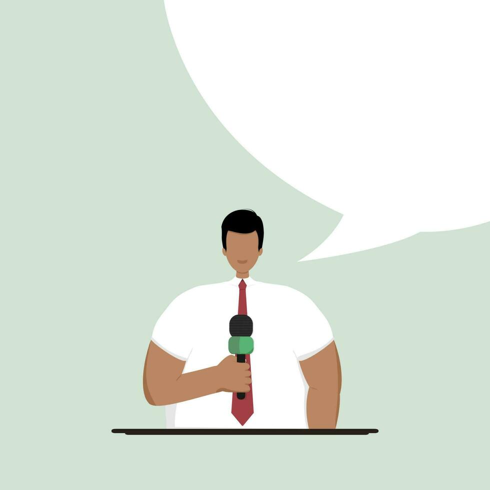 A stylish journalist with a microphone in his hands. Concept of news. vector