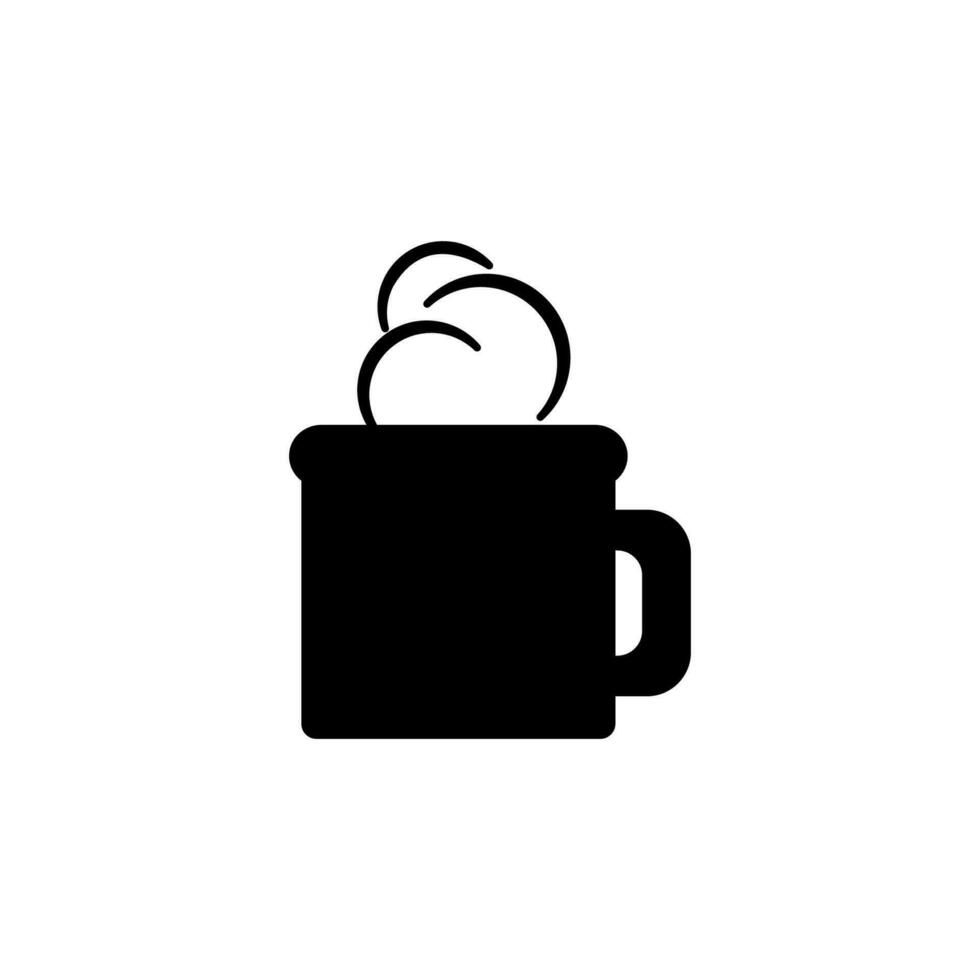 Black icon of a cup of hot tea on a white background. vector