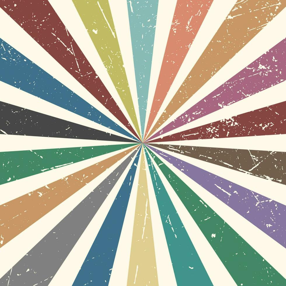 Vintage pattern with colorful rays. Retro style. vector
