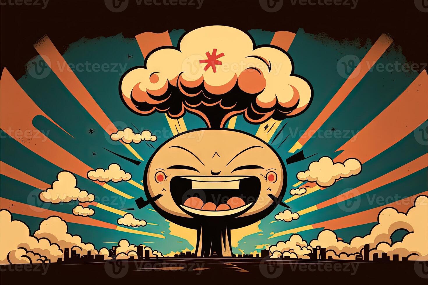 smiling atomic bomb illustration photo
