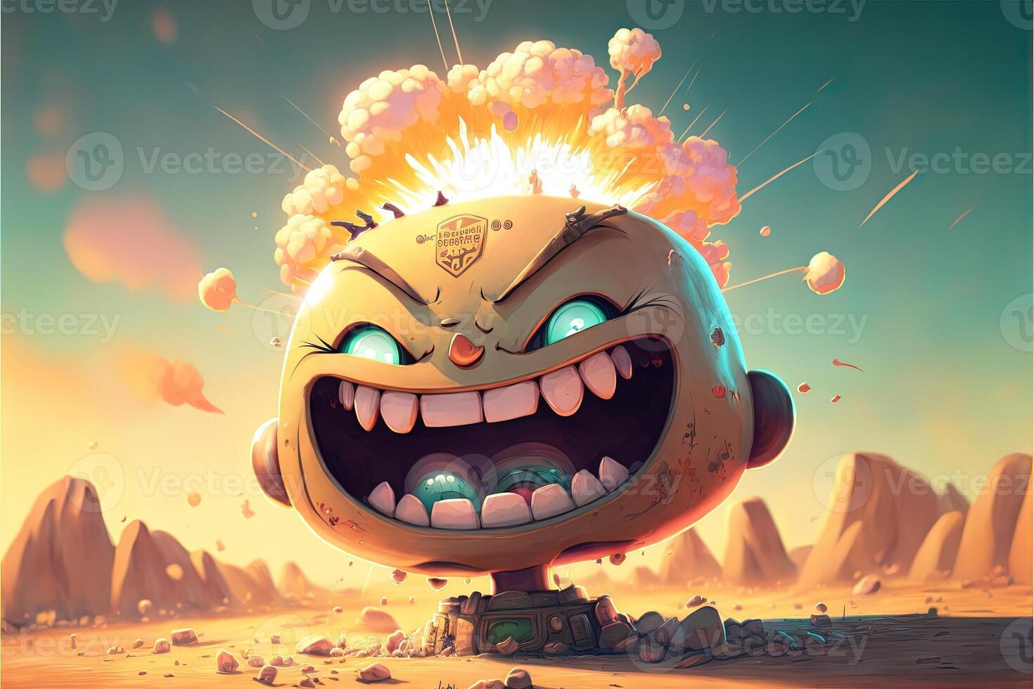 smiling atomic bomb illustration photo