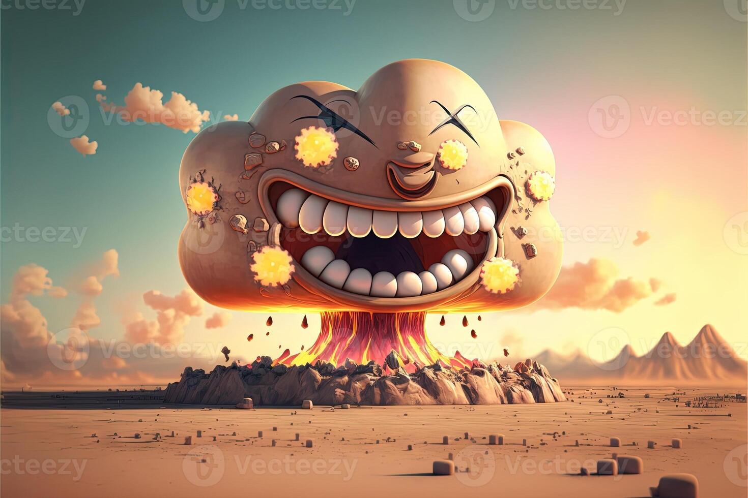 smiling atomic bomb illustration photo