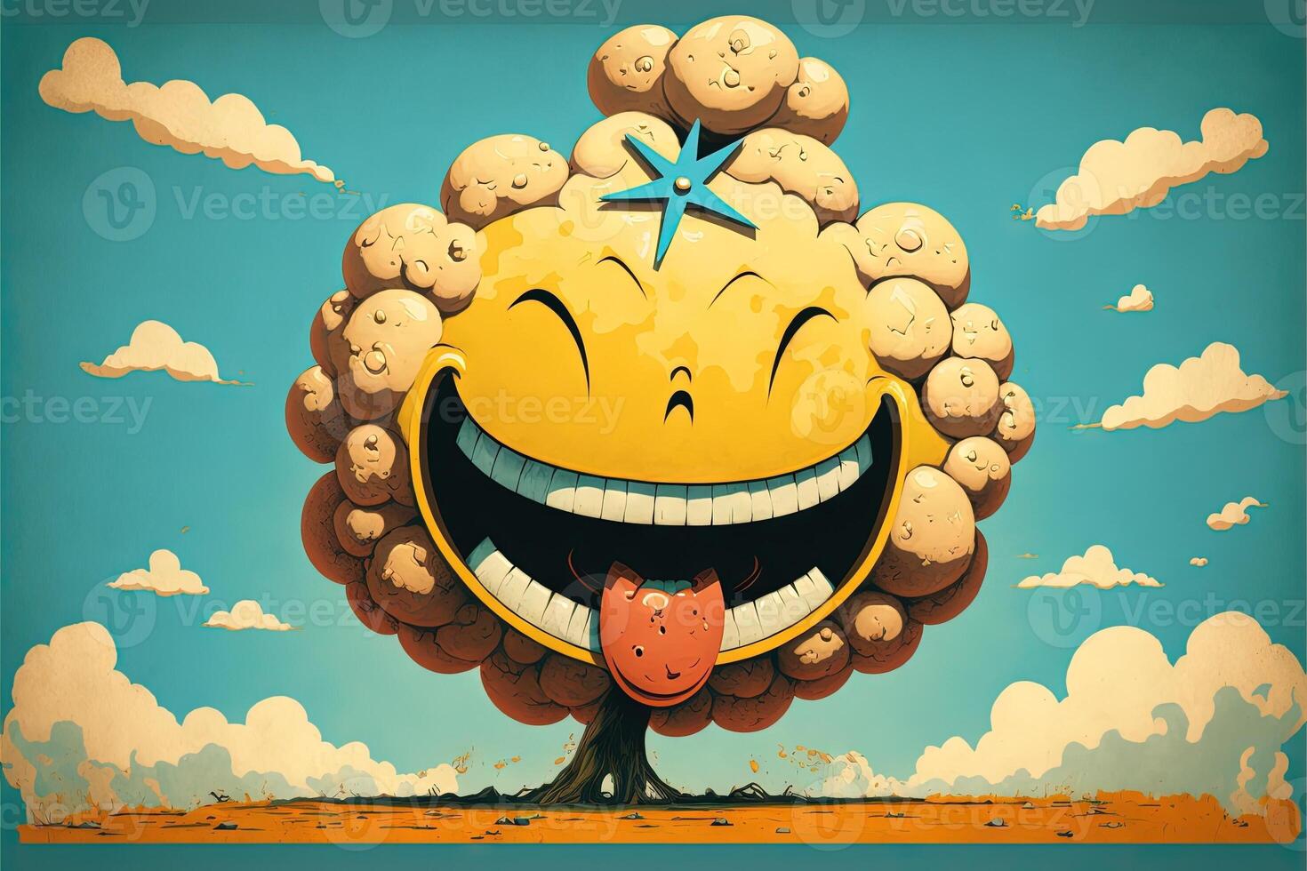 smiling atomic bomb illustration photo