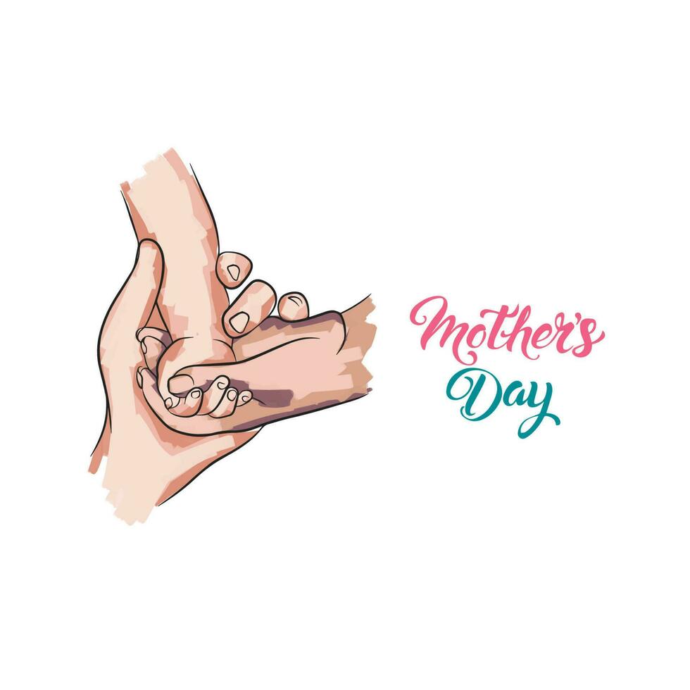 Postcard for social networks on a white background with hands, mothers day vector