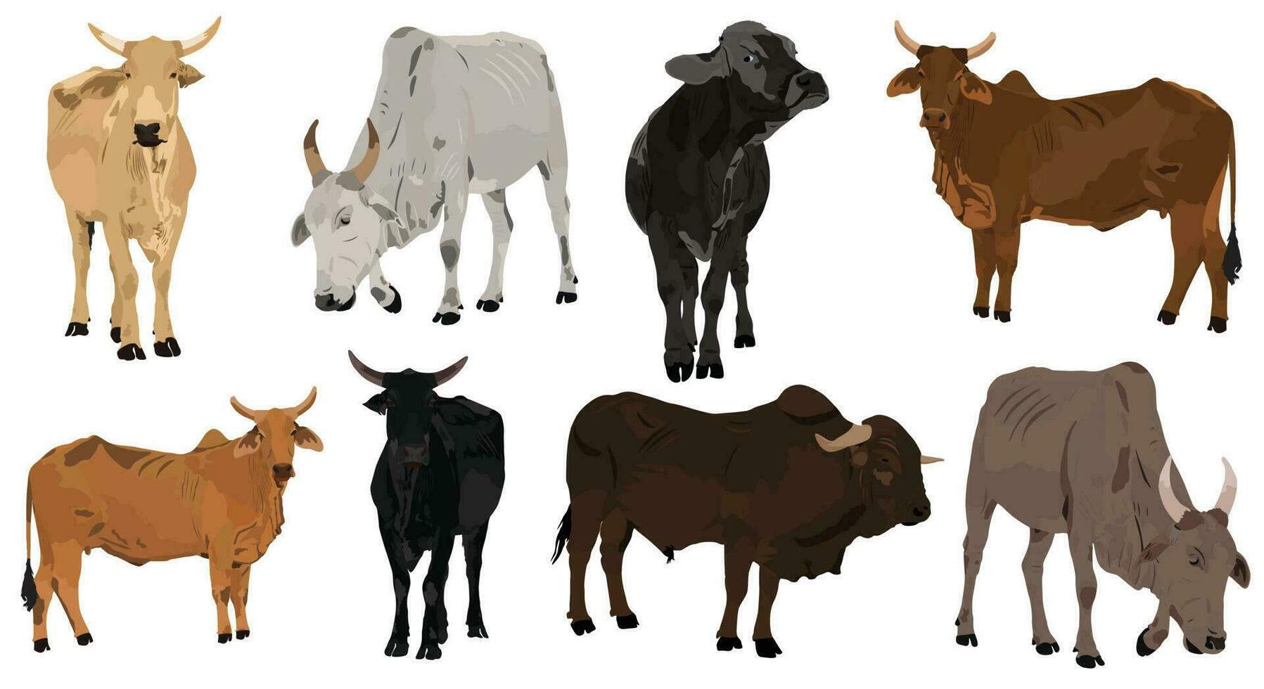 granja animales conjunto vaca ilustración vector conjunto