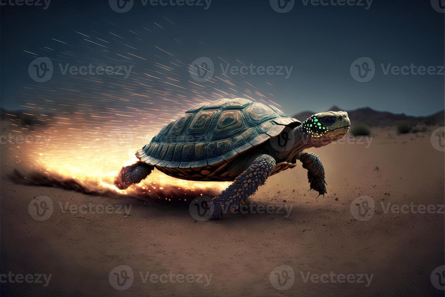 Turtle running at lightspeed illustration photo