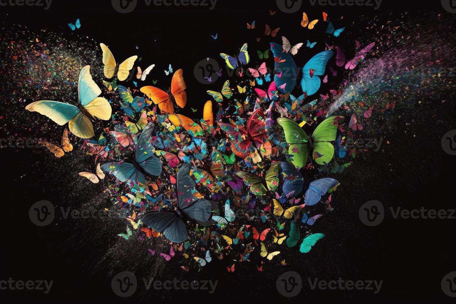 swarm of butterflies isolated illustration photo