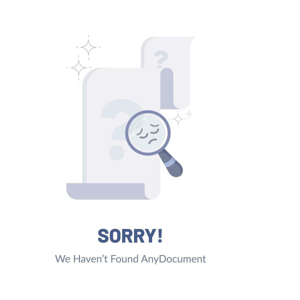No Document or Data found UI illustration Design vector