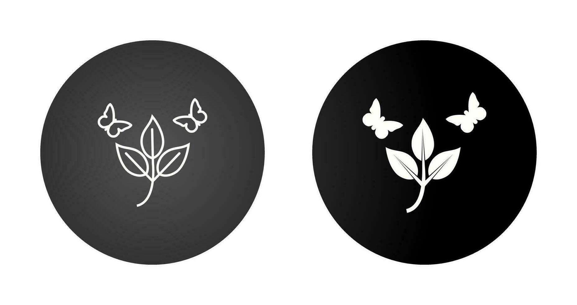 Butterflies over Plants Vector Icon