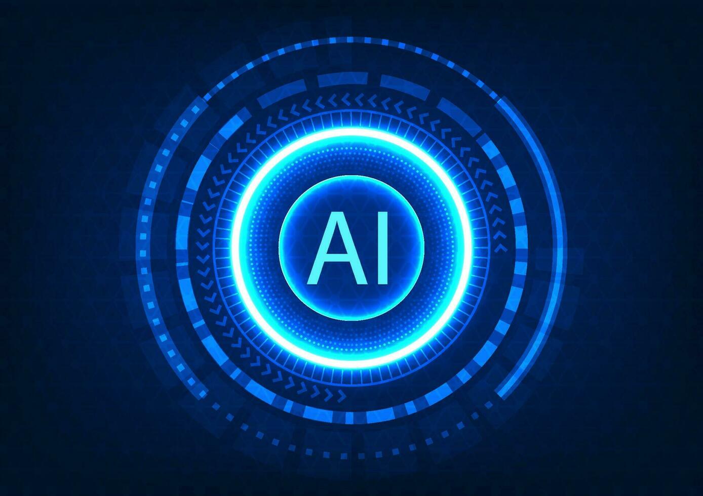 Technology background artificial intelligence in the technology circle represents an artificial intelligence technology system that helps to work quickly can work for us the technology of the future vector