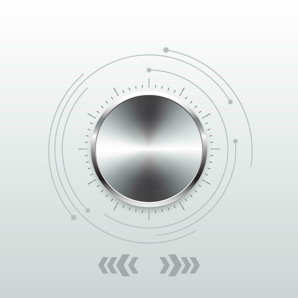 Control button technology background It is a technology that can be used to control light and sound. Aluminum gradient circle with dial display Focusing on white tones, adding elegance and modernity. vector