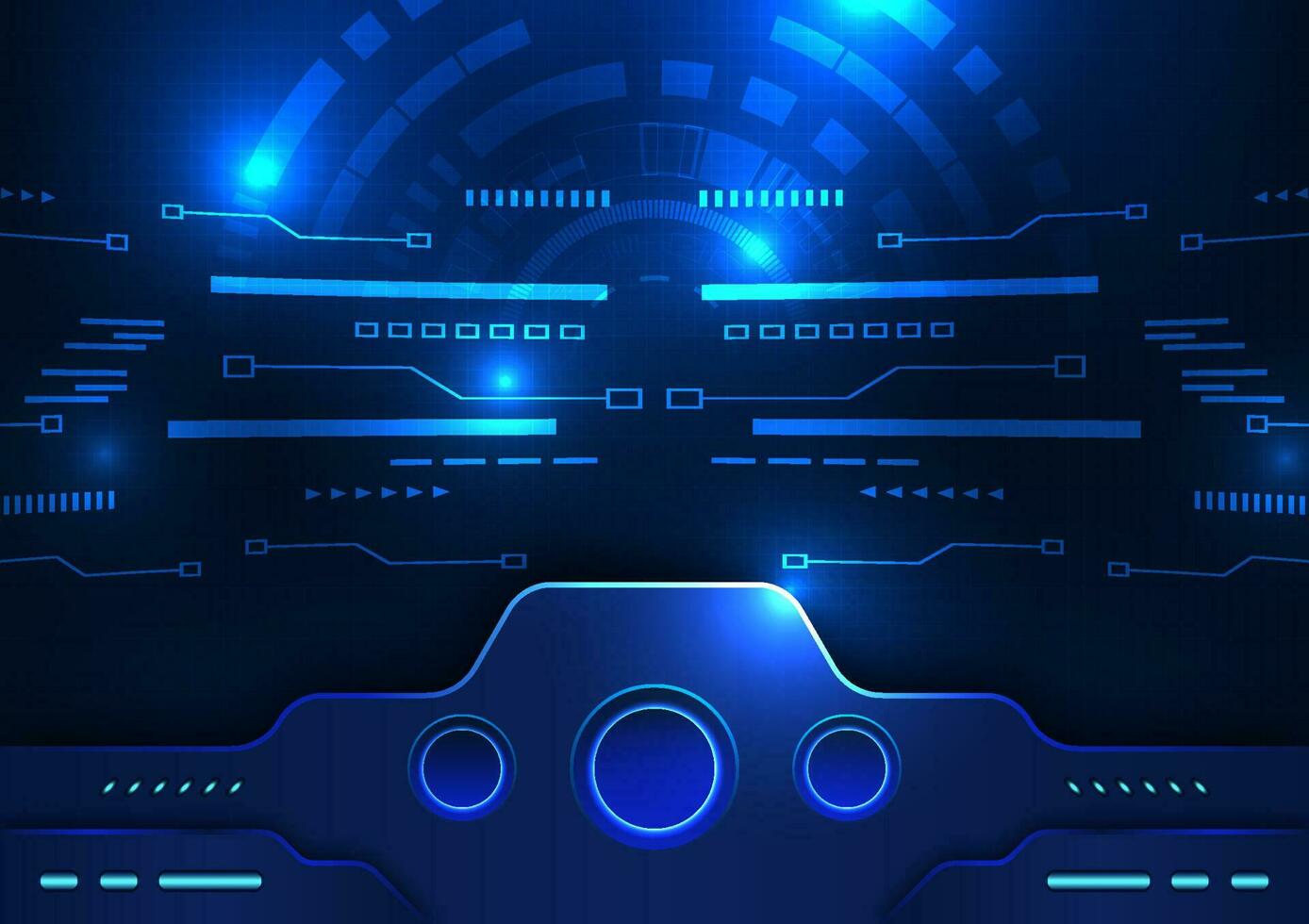Modern technology control screen background It is a screen suitable for using technology, games, spaceships, luxury, modern, and used as a poster or background. Emphasize the use of dark blue tones. vector