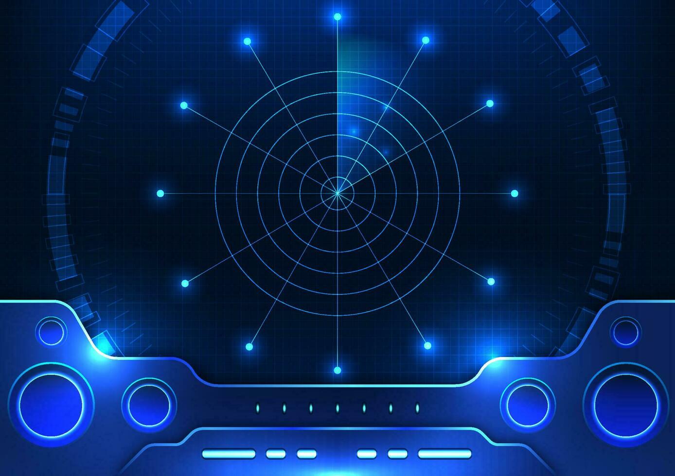 Foreign matter detection radar technology control screen background It is a screen suitable for using modern technology, using it as a poster or background. Emphasize the use of dark blue tones. vector