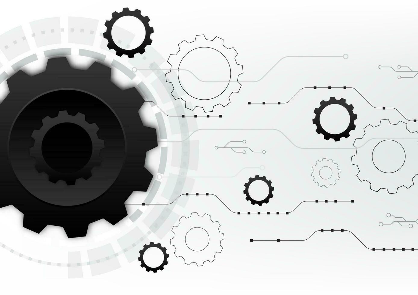 engranaje tecnología en blanco antecedentes con el tecnología circulo y el conexión circuito, alta tecnología engranaje digital es un Ingenieria trabajo ese trabajos en conjunción con inteligente tecnología. vector