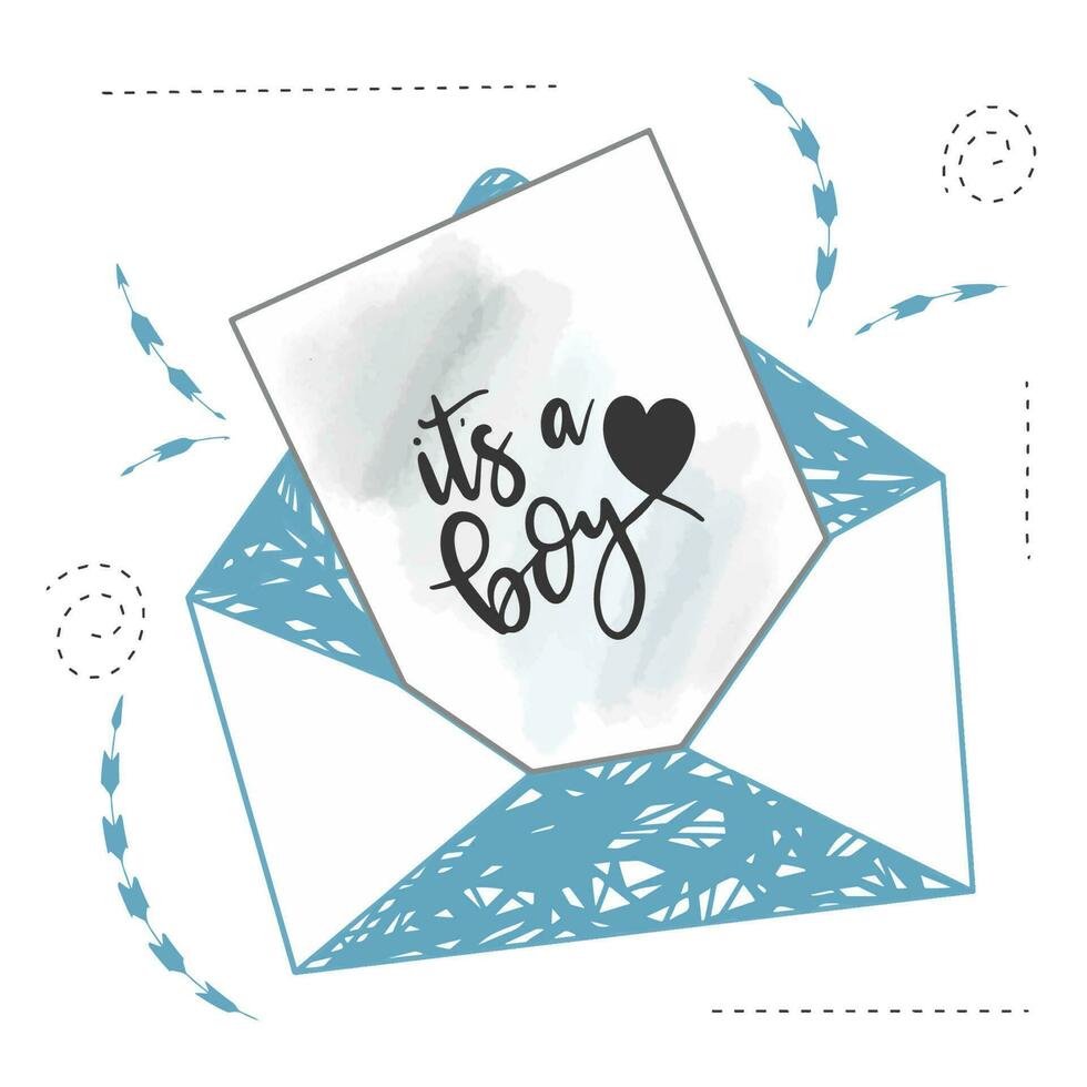 Cute baby birthday card, gender party, It is a boy vector