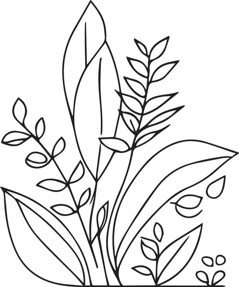 Monochrome vector sketch, botanical leaf sketch,  botanical leaf vector art,  natural leaf collection, illustration botanica art decor, plant leaf drawing,