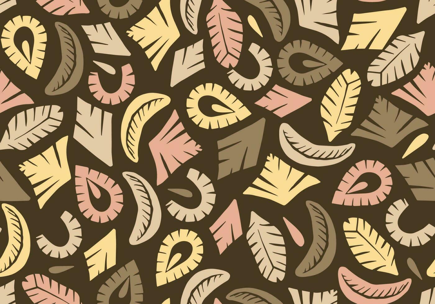 Seamless brown pattern with abstract scissor cut shapes. Poster, wallpaper, fabric, packaging and corporate identity in modern collage style. vector