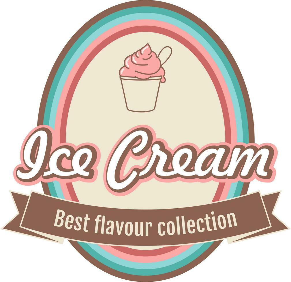 Ice cream emblem design element for poster, leaflet, flyer, packaging, advertising vector