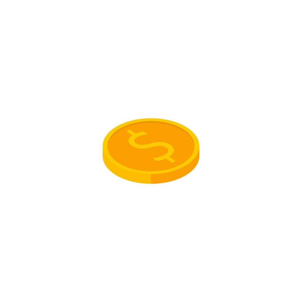 oro moneda Derecha ver blanco antecedentes icono vector isométrico plano estilo vector ilustración.