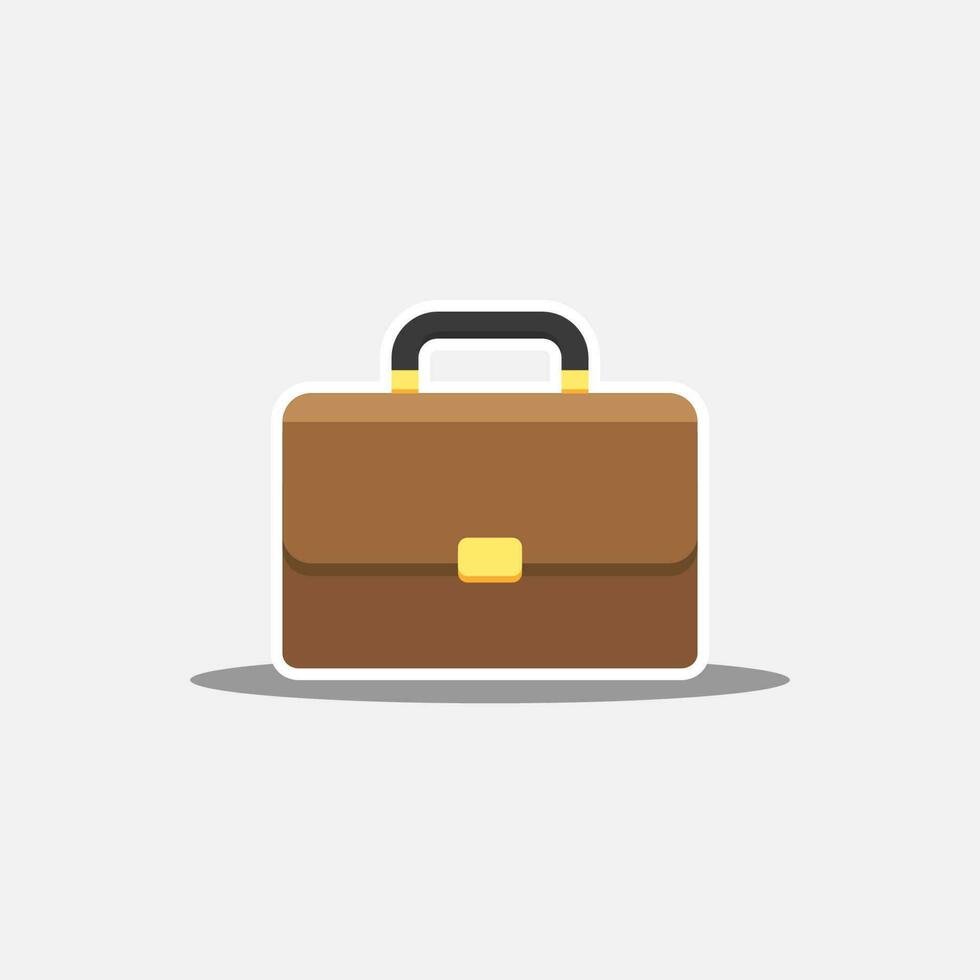 Briefcase White Stroke and Shadow icon vector isolated. Flat style vector illustration.