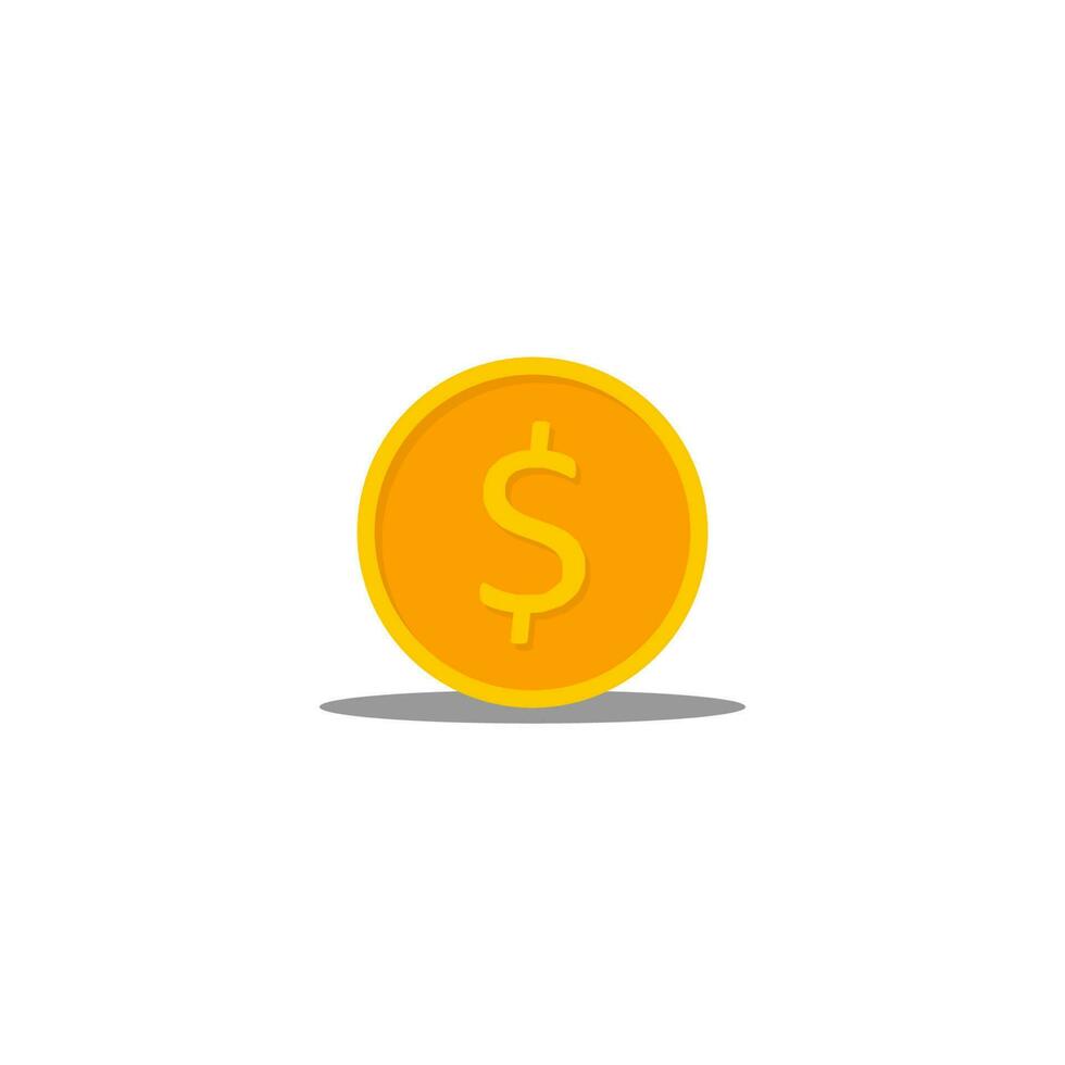 Gold coin Shadow icon vector isolated. Flat style vector illustration.