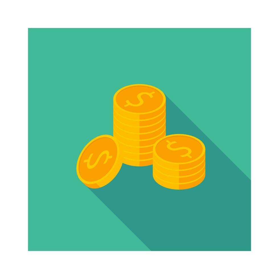 Gold coins stack icon vector isometric. Flat style vector illustration.