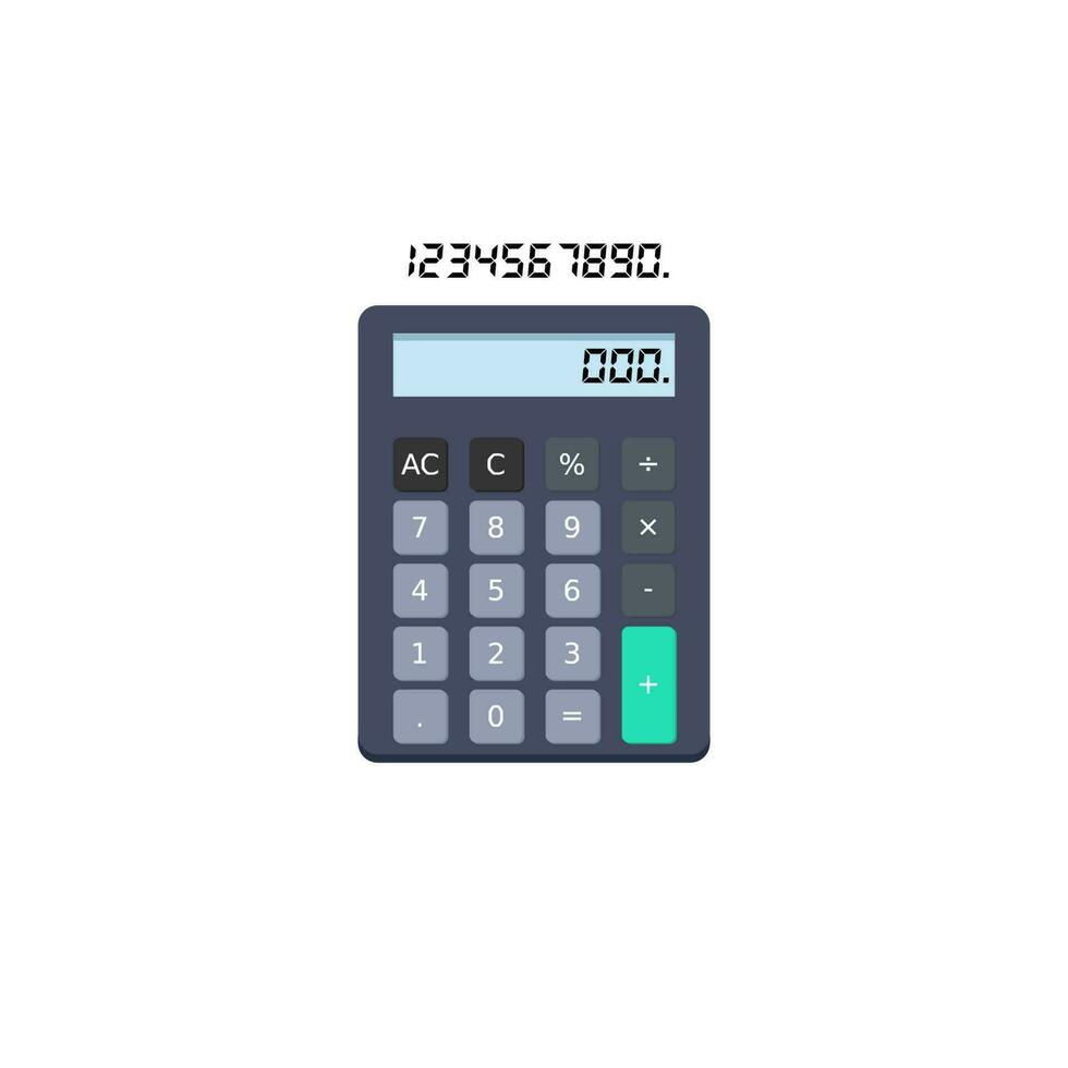 Calculator and Digital number White Background icon vector isolated. Flat style vector illustration.