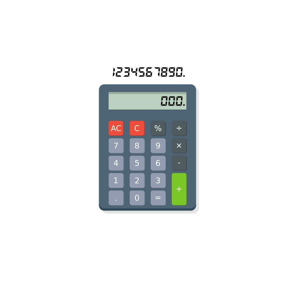 calculadora y digital número sombra icono vector aislado. plano estilo vector ilustración.