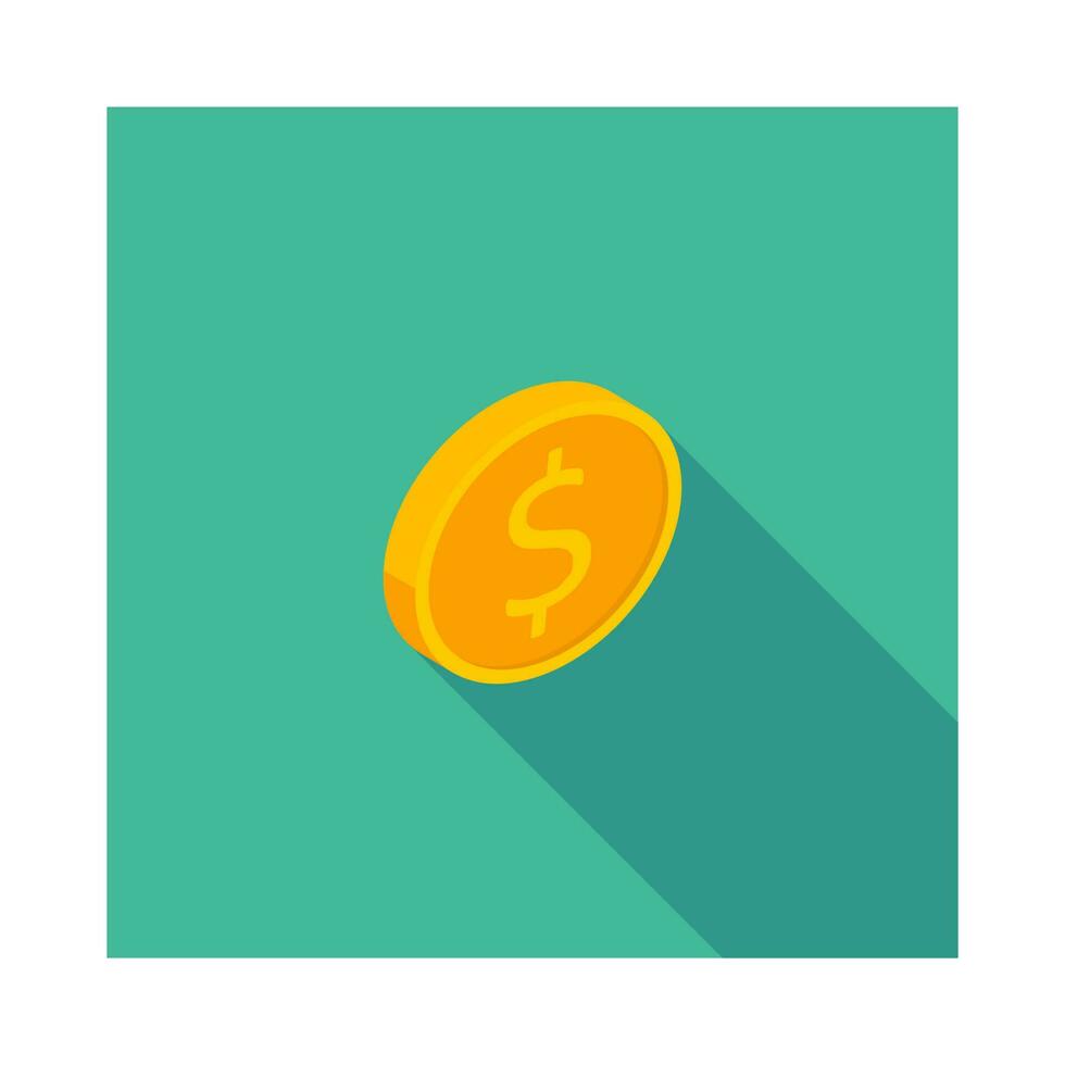 Gold coin right view icon vector isometric. Flat style vector illustration.