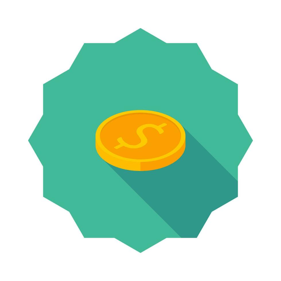 Gold coin left view icon vector isometric. Flat style vector illustration.
