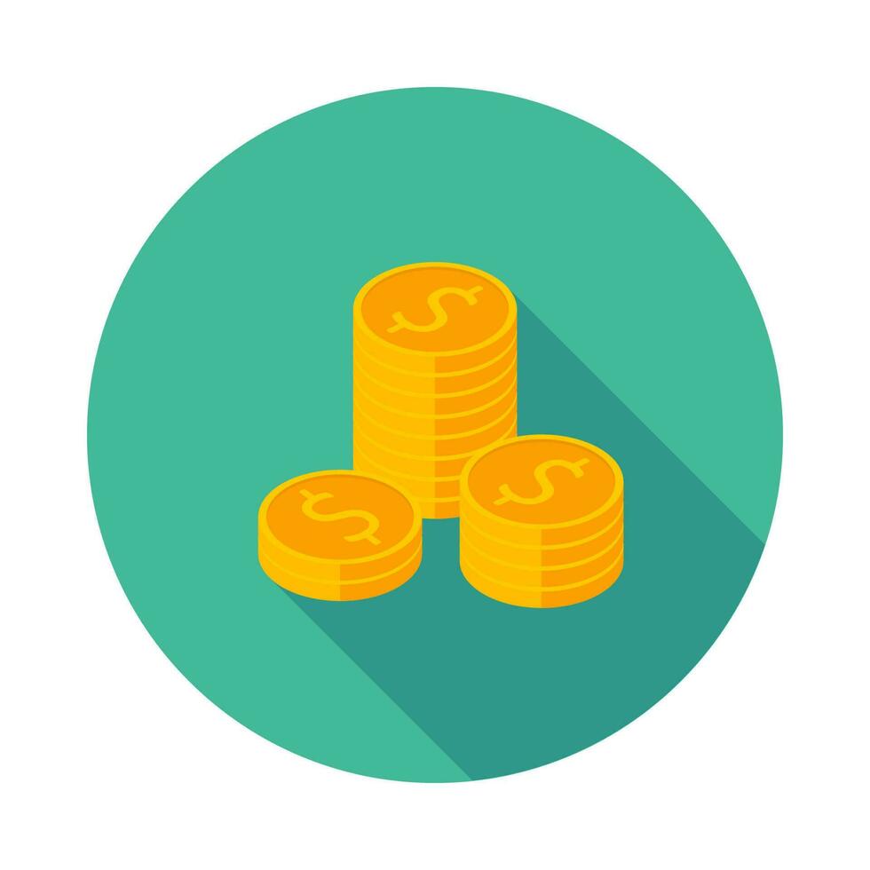 Gold coins stack icon vector isometric. Flat style vector illustration.