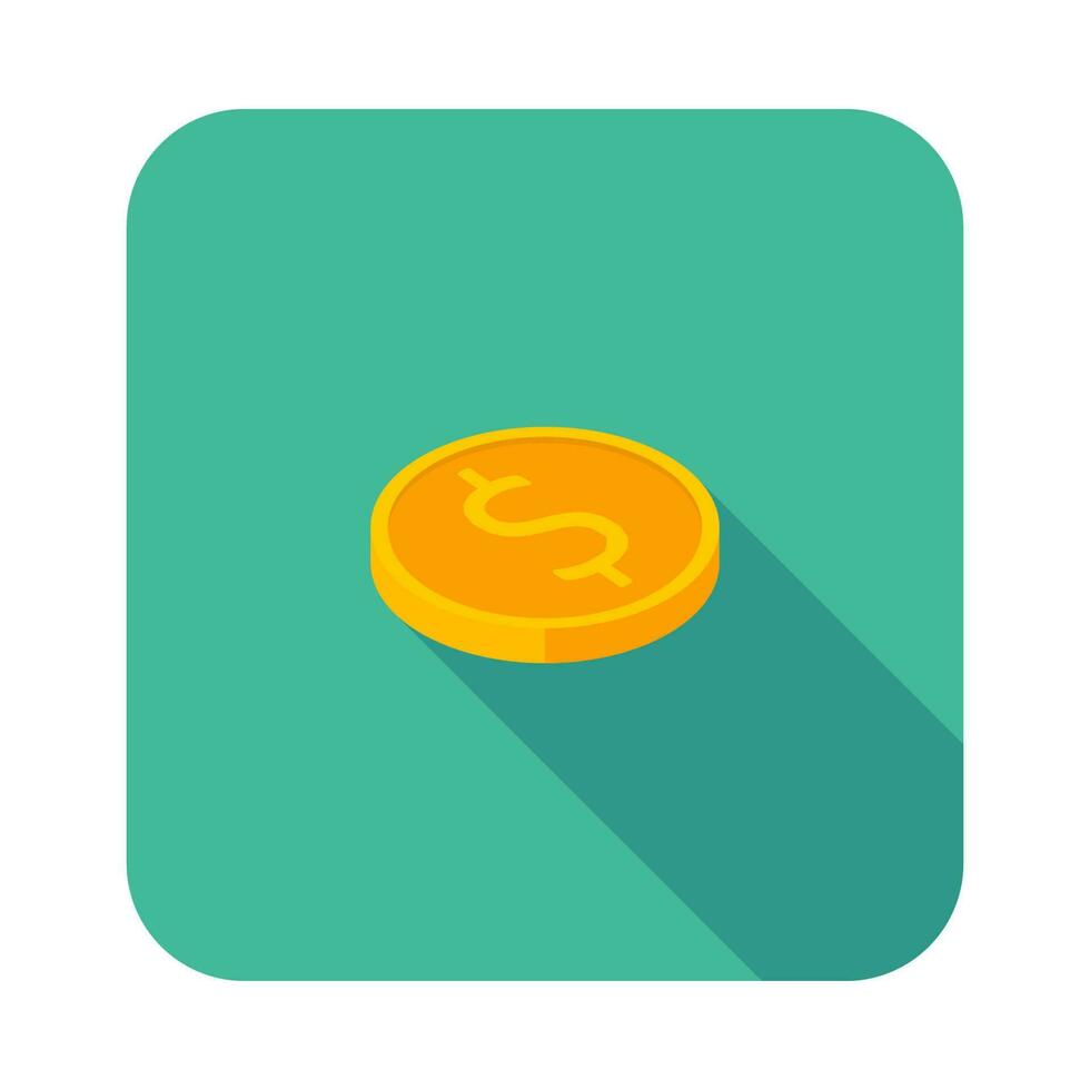 Gold coin right view icon vector isometric. Flat style vector illustration.