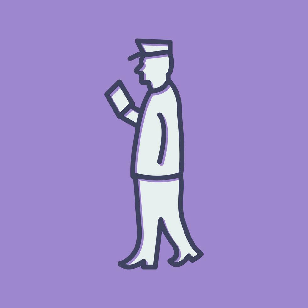 Guard Checking Passport Vector icon