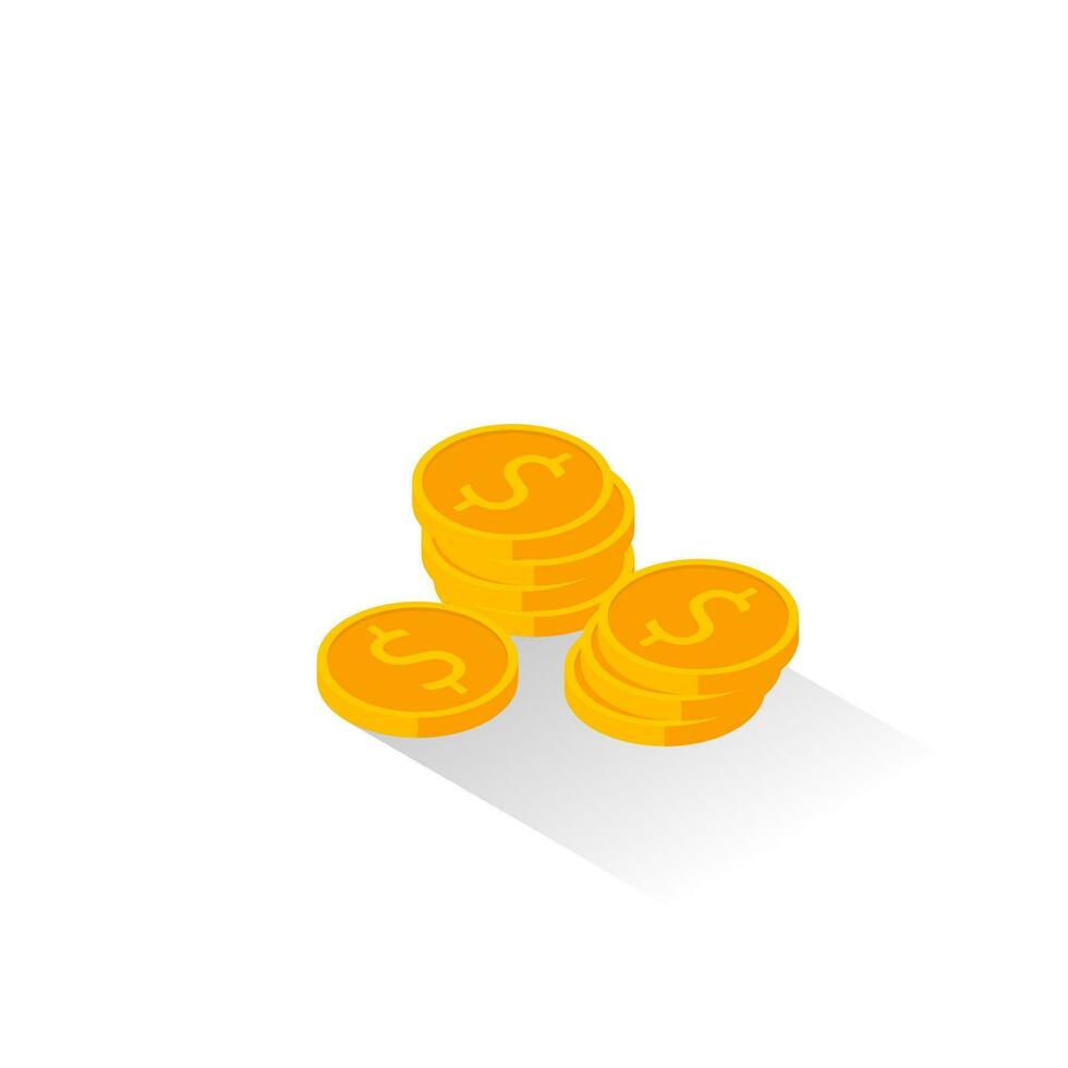 Gold coins stack Shadow icon vector isometric. Flat style vector illustration.