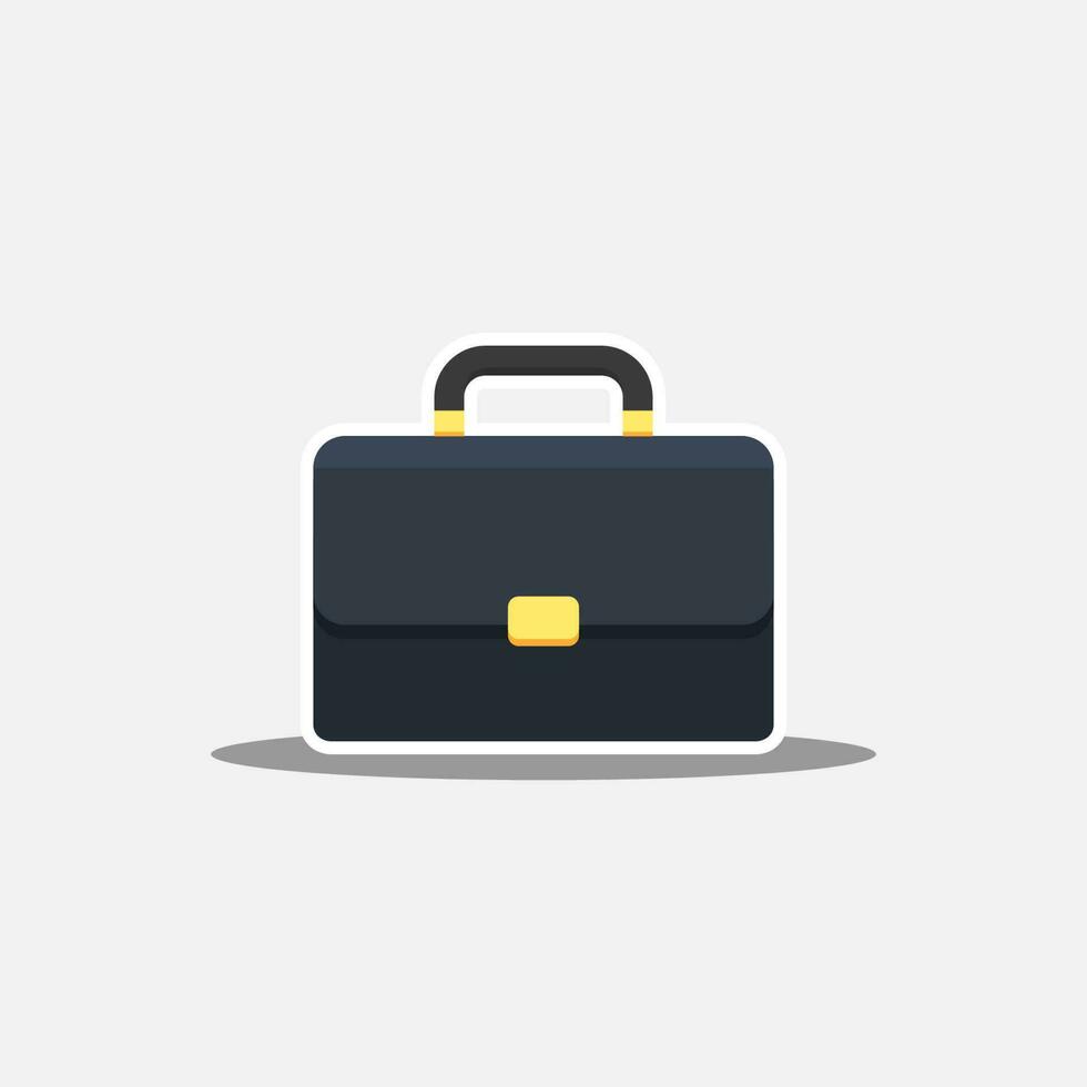 Briefcase White Stroke and Shadow icon vector isolated. Flat style vector illustration.