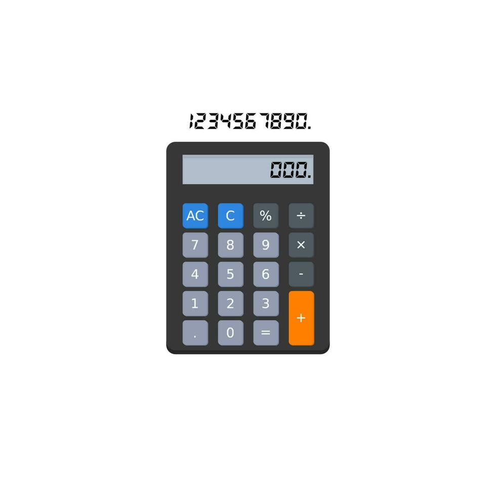 Calculator and Digital number White Background icon vector isolated. Flat style vector illustration.