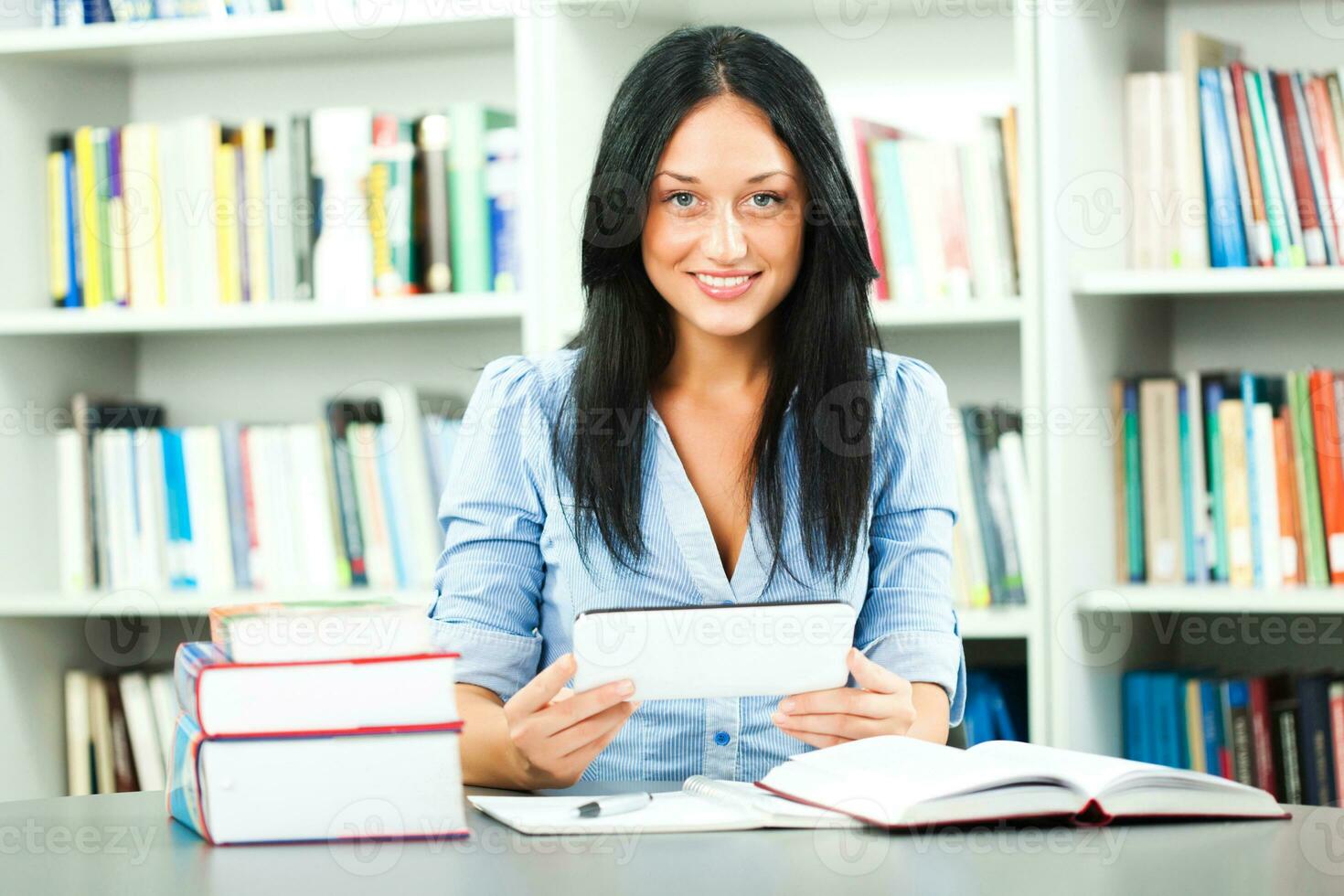 A woman at the library photo